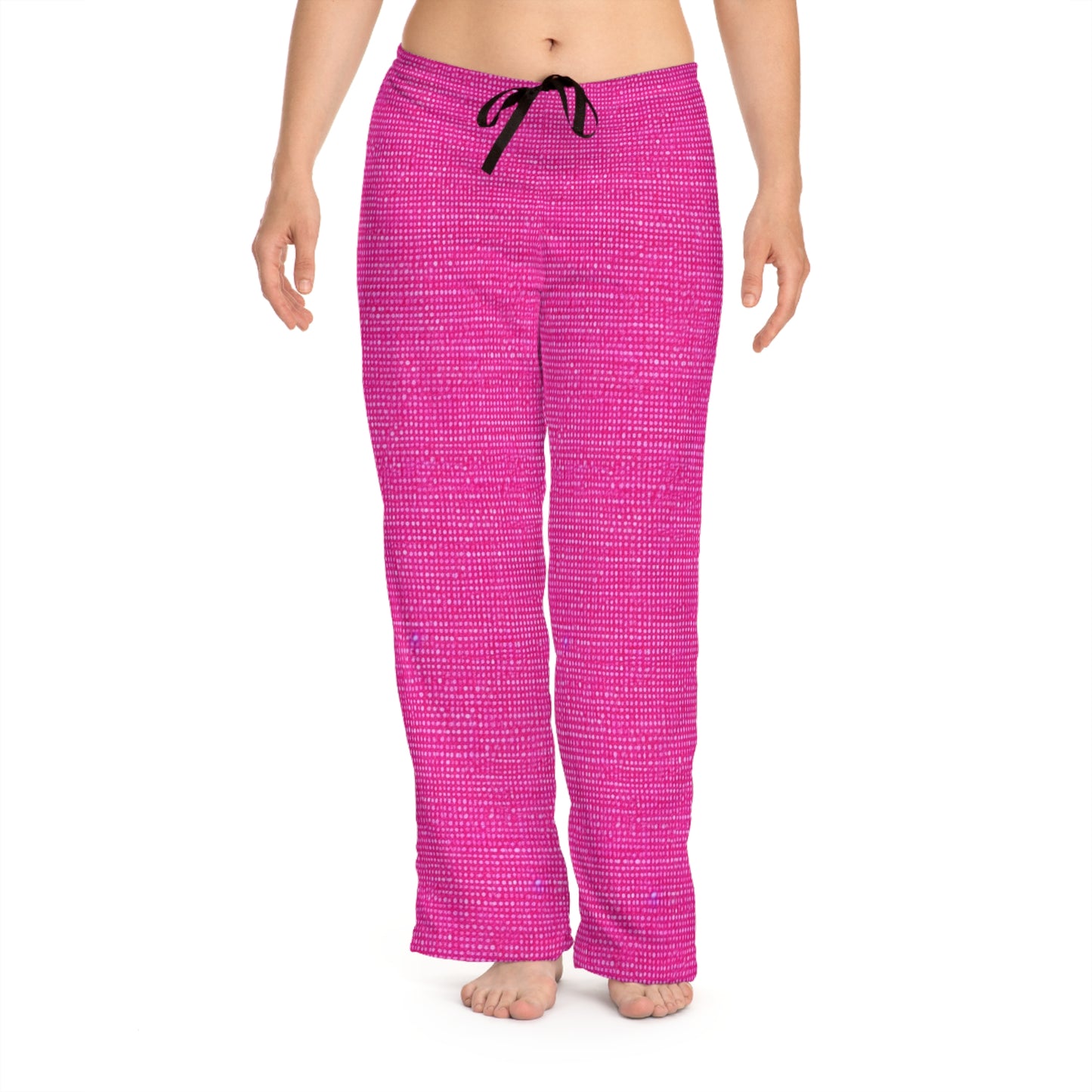 Hot Neon Pink Doll Like: Denim-Inspired, Bold & Bright Fabric - Women's Pajama Pants (AOP)