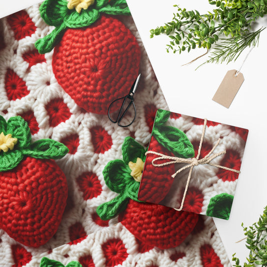 Strawberry Crochet Pattern - Amigurumi Strawberries - Fruit Design for Home and Gifts - Wrapping Paper