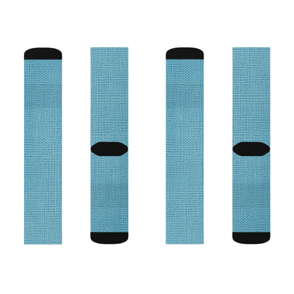 Bright Aqua Teal: Denim-Inspired Refreshing Blue Summer Fabric - Sublimation Socks