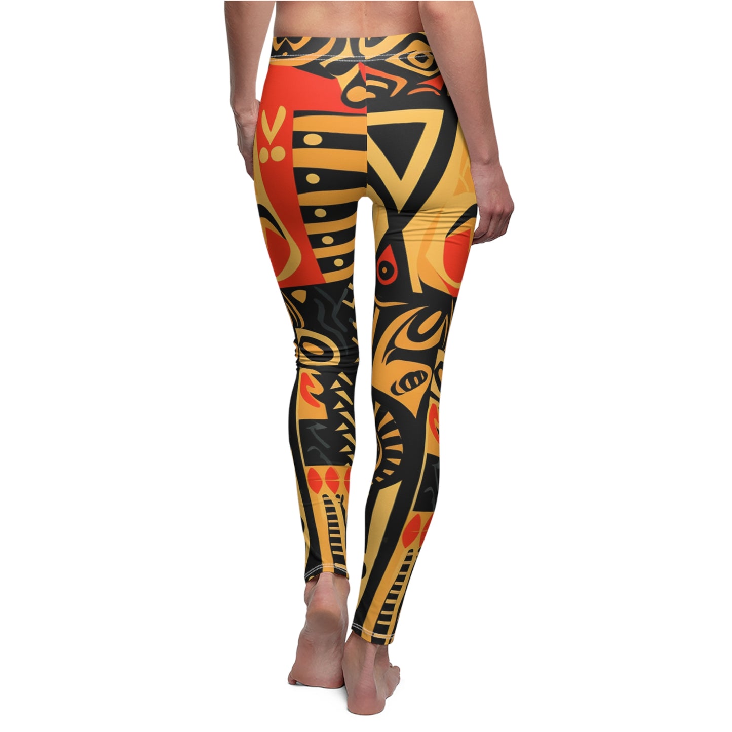 Tribal Art-Inspired Abstract Symbols, Heritage - Women's Cut & Sew Casual Leggings (AOP)