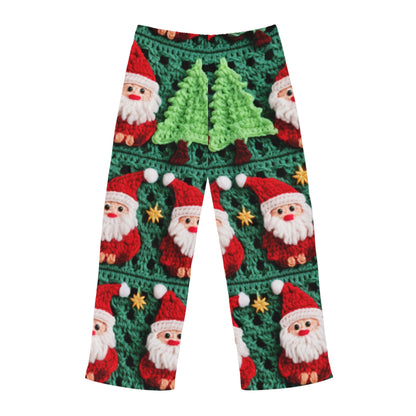 Santa Claus Crochet Pattern, Christmas Design, Festive Holiday Decor, Father Christmas Motif. Perfect for Yuletide Celebration - Men's Pajama Pants (AOP)