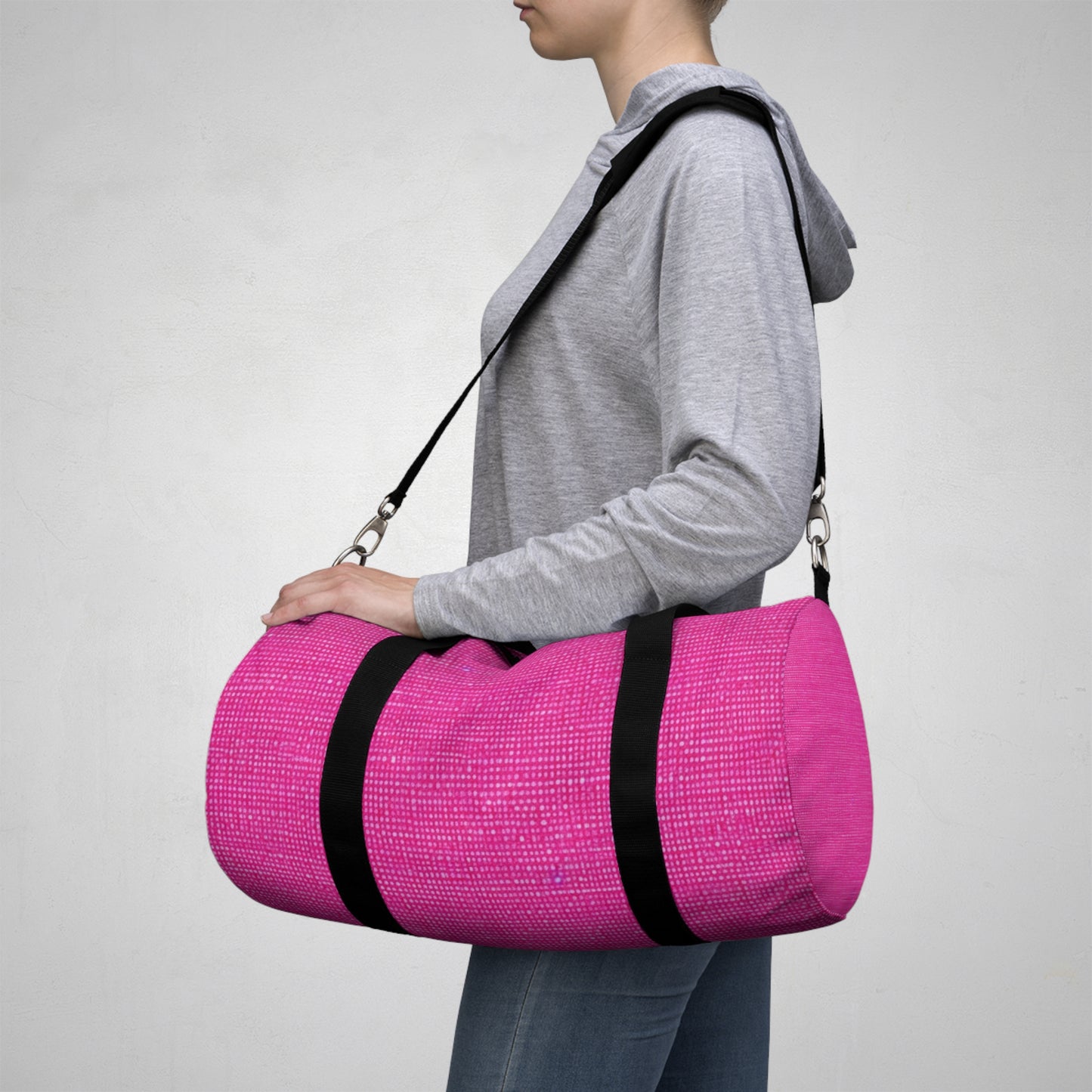 Hot Neon Pink Doll Like: Denim-Inspired, Bold & Bright Fabric - Duffel Bag