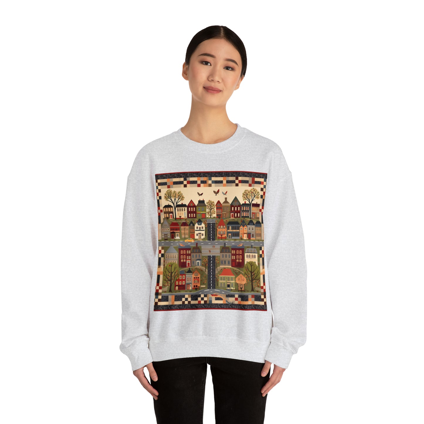 Home Town Quilt Design - Unisex Heavy Blend™ Crewneck Sweatshirt