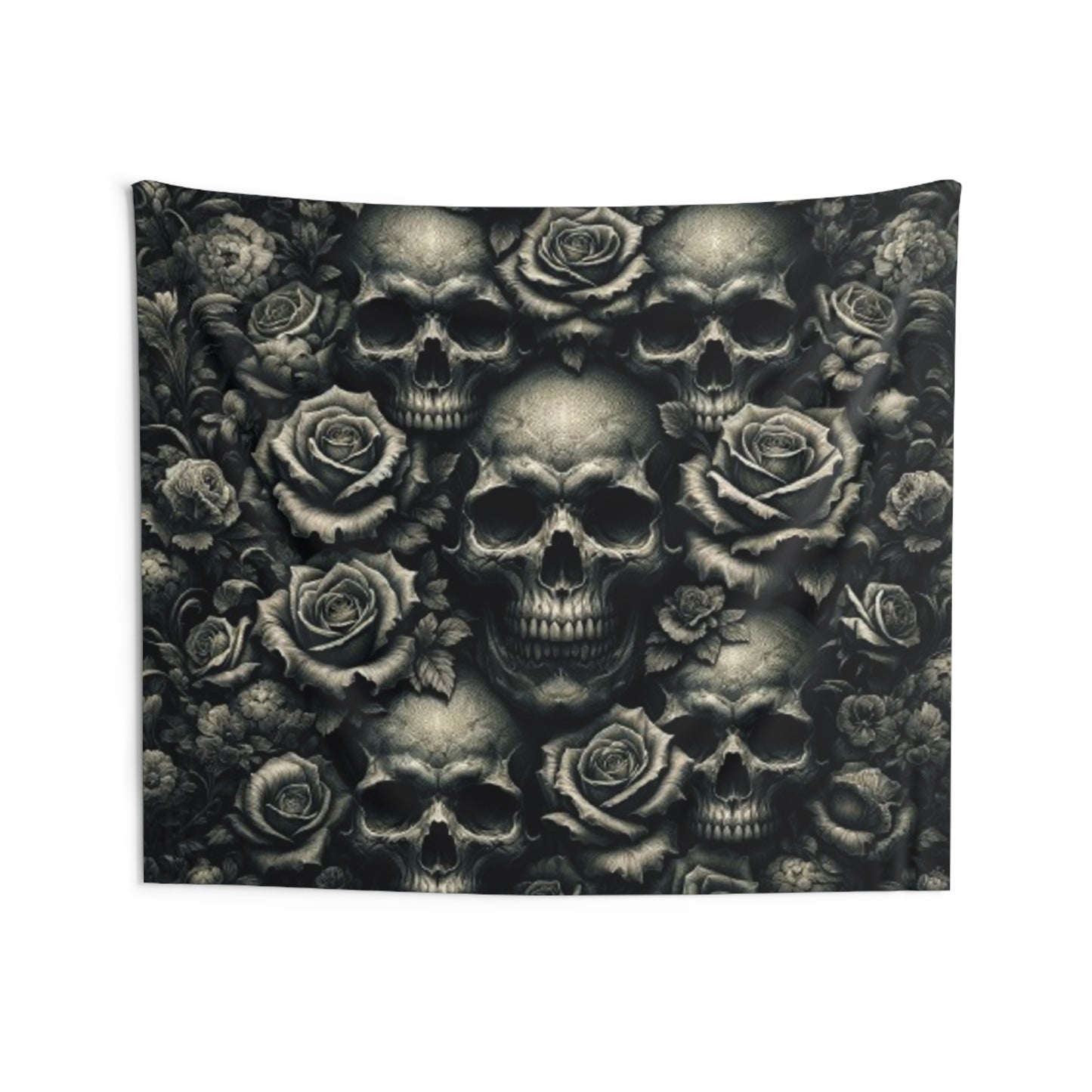 Dark Elegance: Gothic Skulls, Black and Bold - Indoor Wall Tapestries