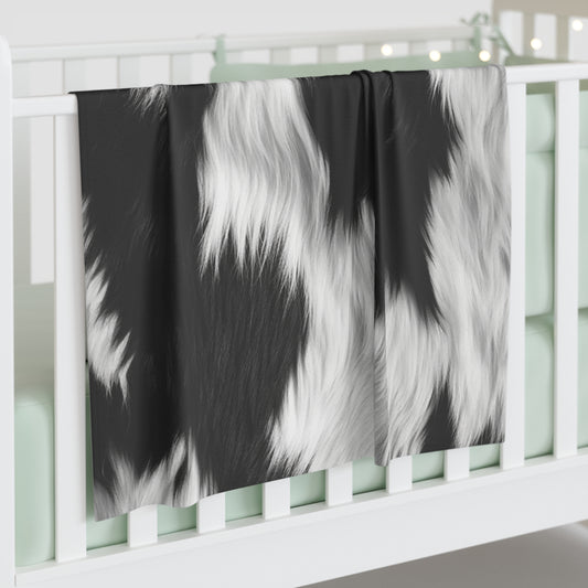 Cowhide on Hair Leather - Black and White - Designer Style - Baby Swaddle Blanket