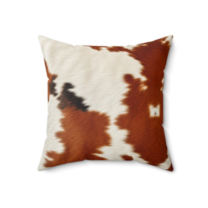 Hair Cowhide Leather Natural Design Tough Durable Rugged Style - Spun Polyester Square Pillow