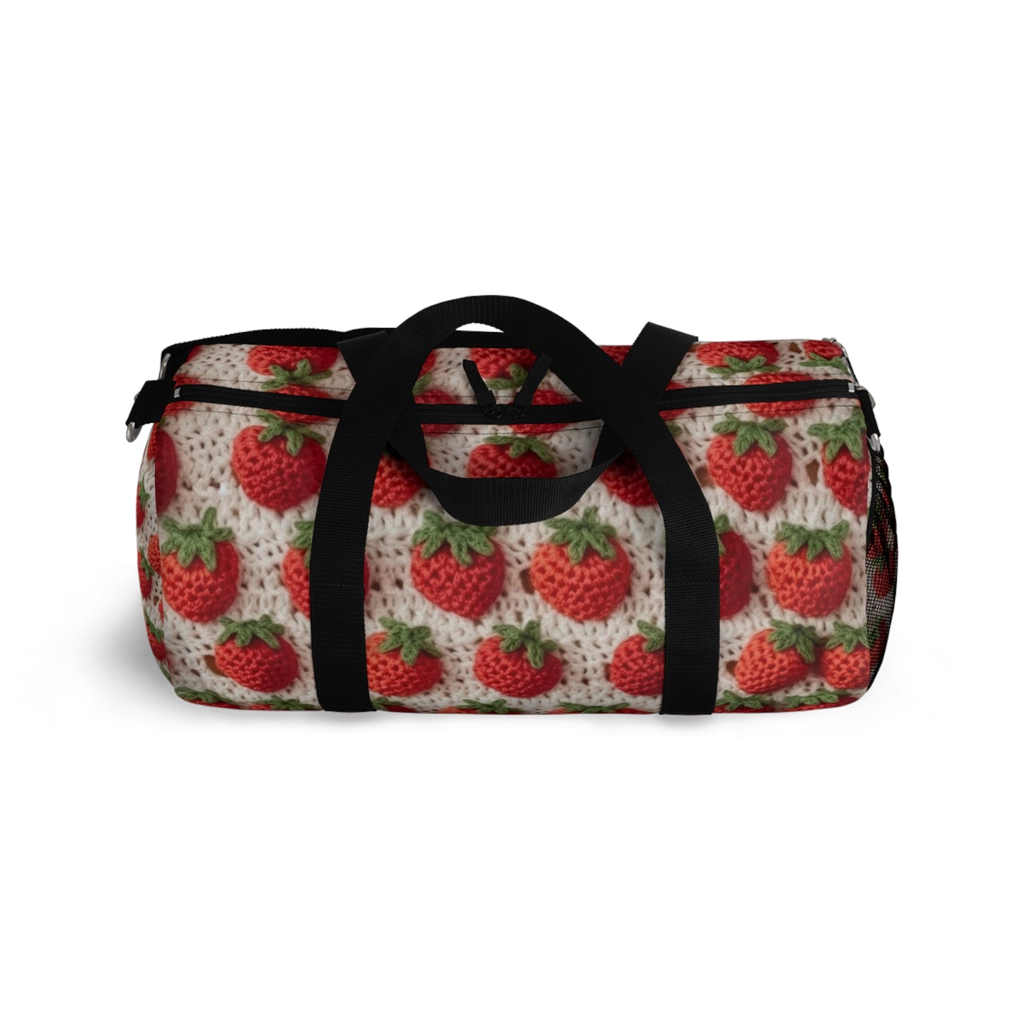 Strawberry Traditional Japanese, Crochet Craft, Fruit Design, Red Berry Pattern - Duffel Bag