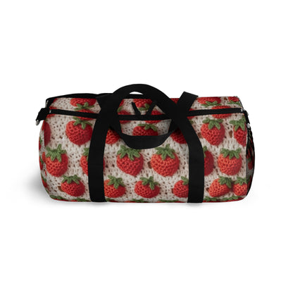 Strawberry Traditional Japanese, Crochet Craft, Fruit Design, Red Berry Pattern - Duffel Bag