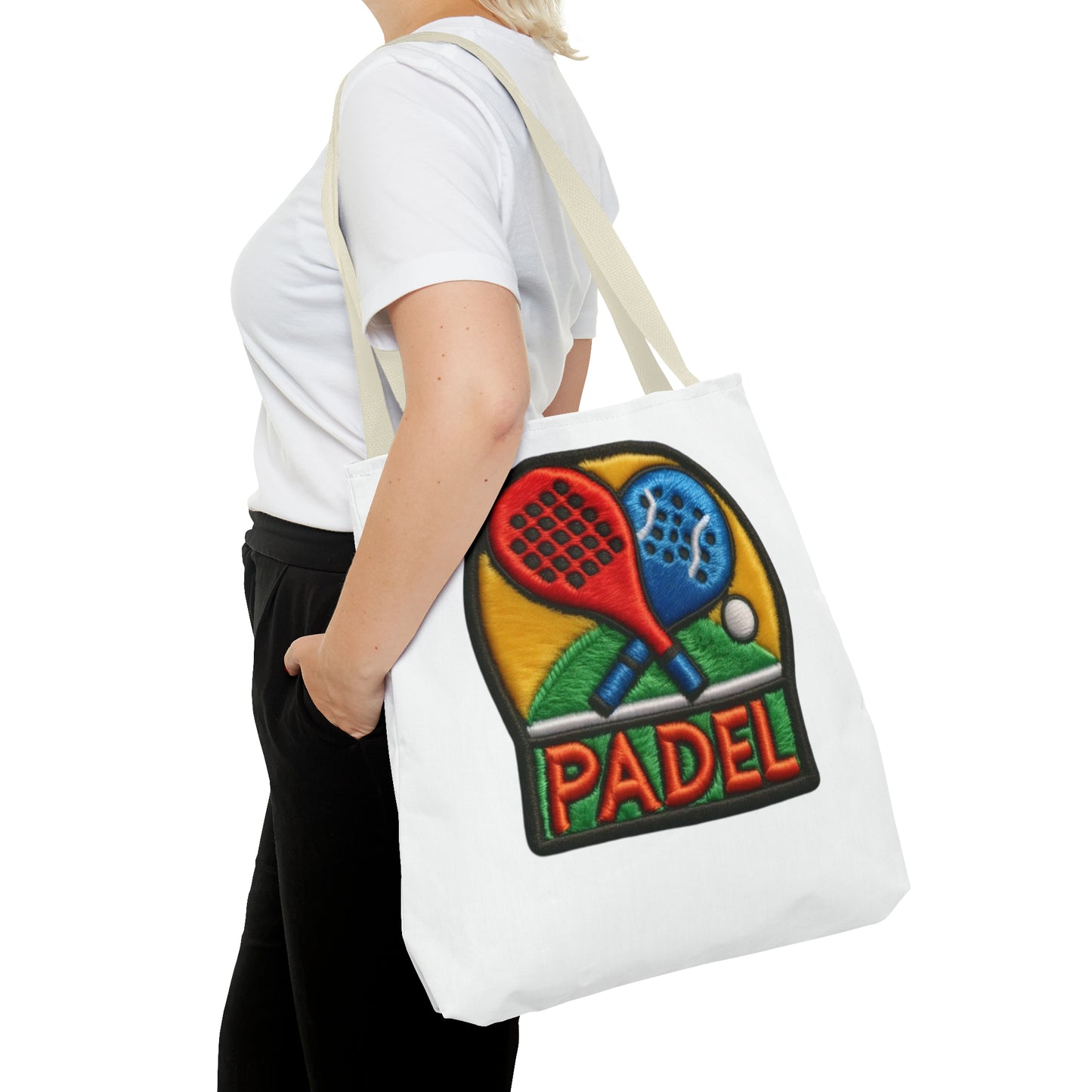 Padel Chenille Patch, Faux Graphic- Tote Bag (AOP)