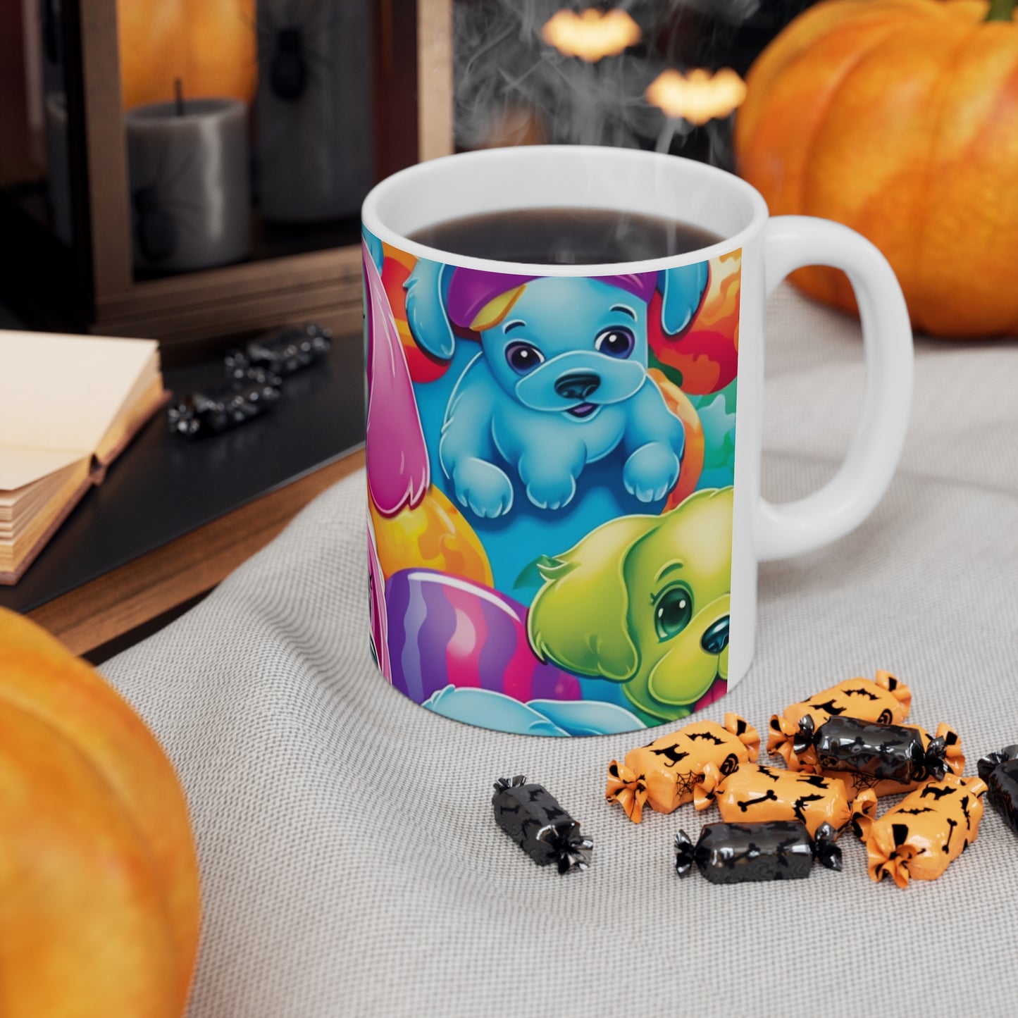 Happy Puppy & Dog Design - Vivid and Eye-Catching - Ceramic Mug 11oz