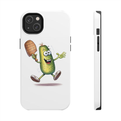 Pickle Player Action: Cartoon Swinging Pickleball Paddle - Sporty Charm - Tough Phone Cases