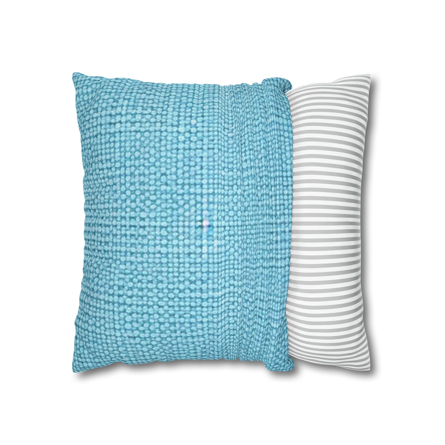 Bright Aqua Teal: Denim-Inspired Refreshing Blue Summer Fabric - Spun Polyester Square Pillow Case