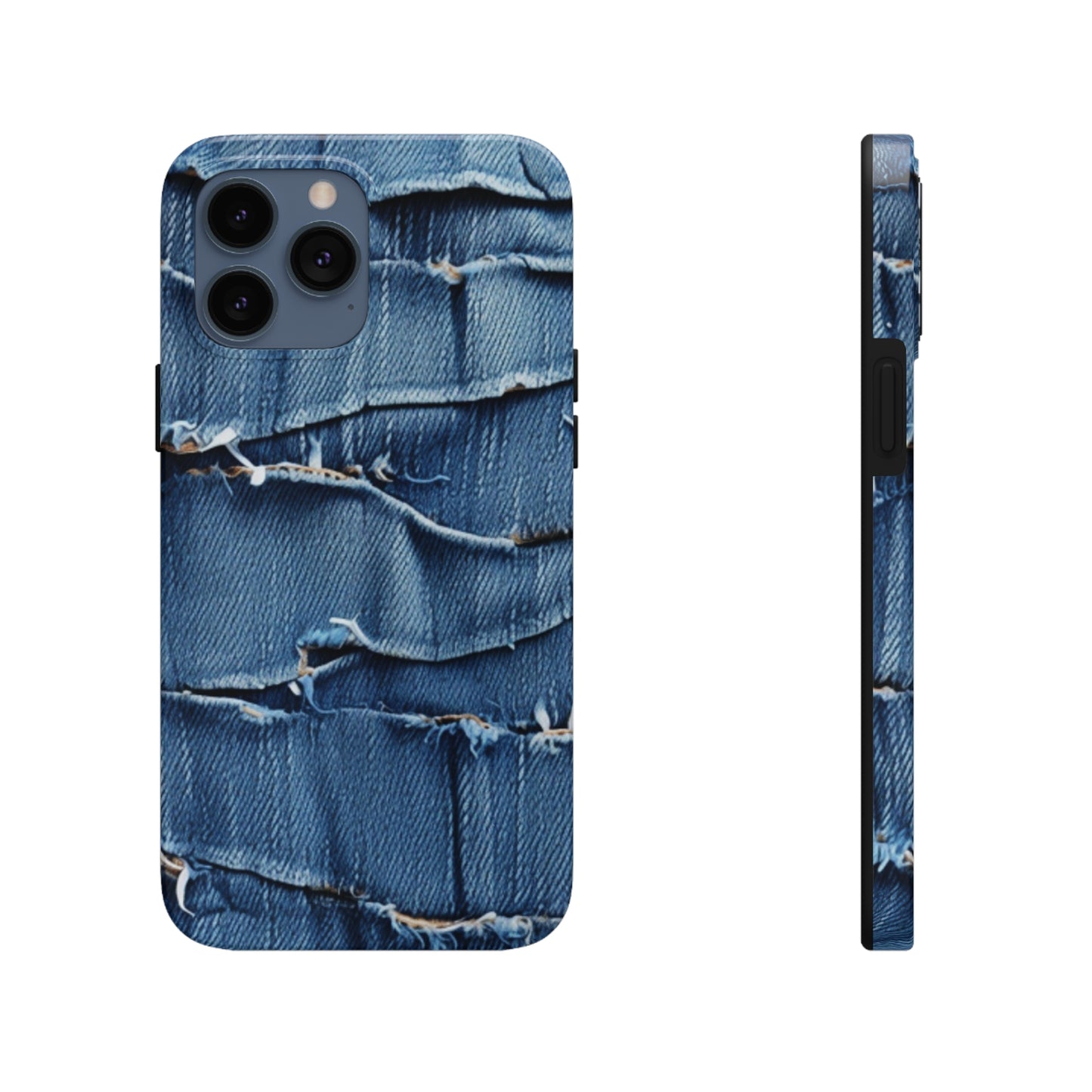 Midnight Blue Distressed Denim: Rugged, Torn & Stylish Design - Tough Phone Cases