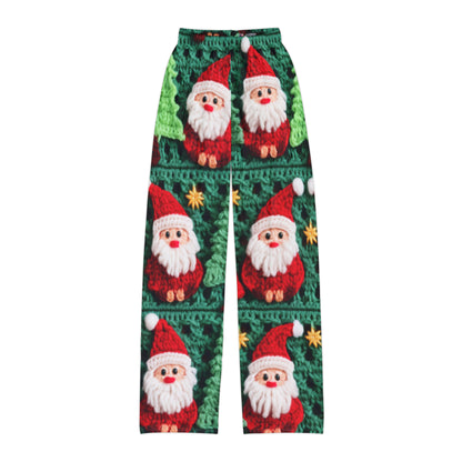 Santa Claus Crochet Pattern, Christmas Design, Festive Holiday Decor, Father Christmas Motif. Perfect for Yuletide Celebration - Kids Pajama Pants (AOP)