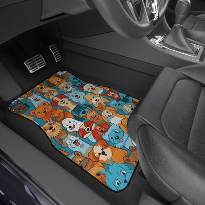 Cute Cartoon Dogs Whimsical Pattern Design Car Mats (Set of 4)