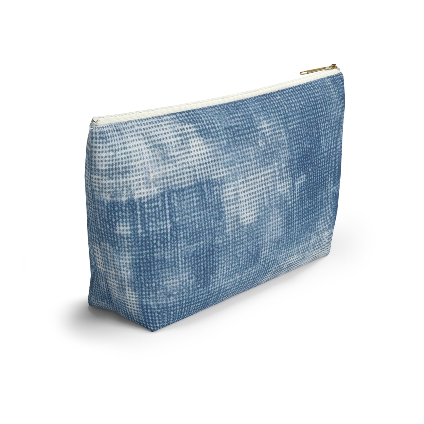 Faded Blue Washed-Out: Denim-Inspired, Style Fabric - Accessory Pouch w T-bottom