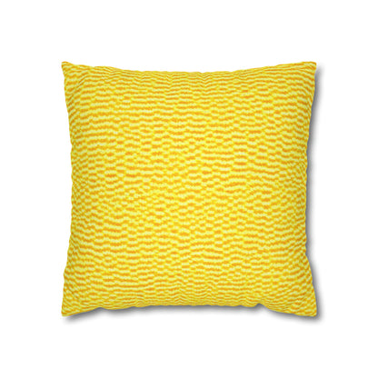 Sunshine Yellow Lemon: tela alegre e inspirada en la mezclilla - Funda de almohada cuadrada de poliéster hilado 