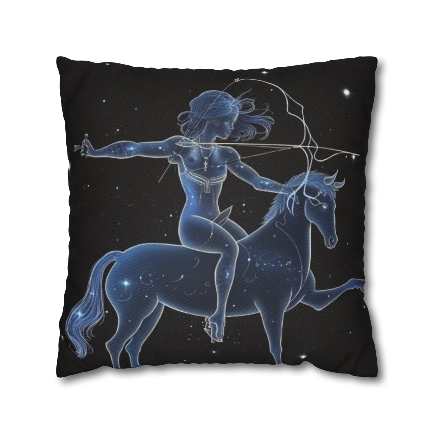 Sagittarius Zodiac in Starlit Universe - Fluorescent Colors - Spun Polyester Square Pillow Case