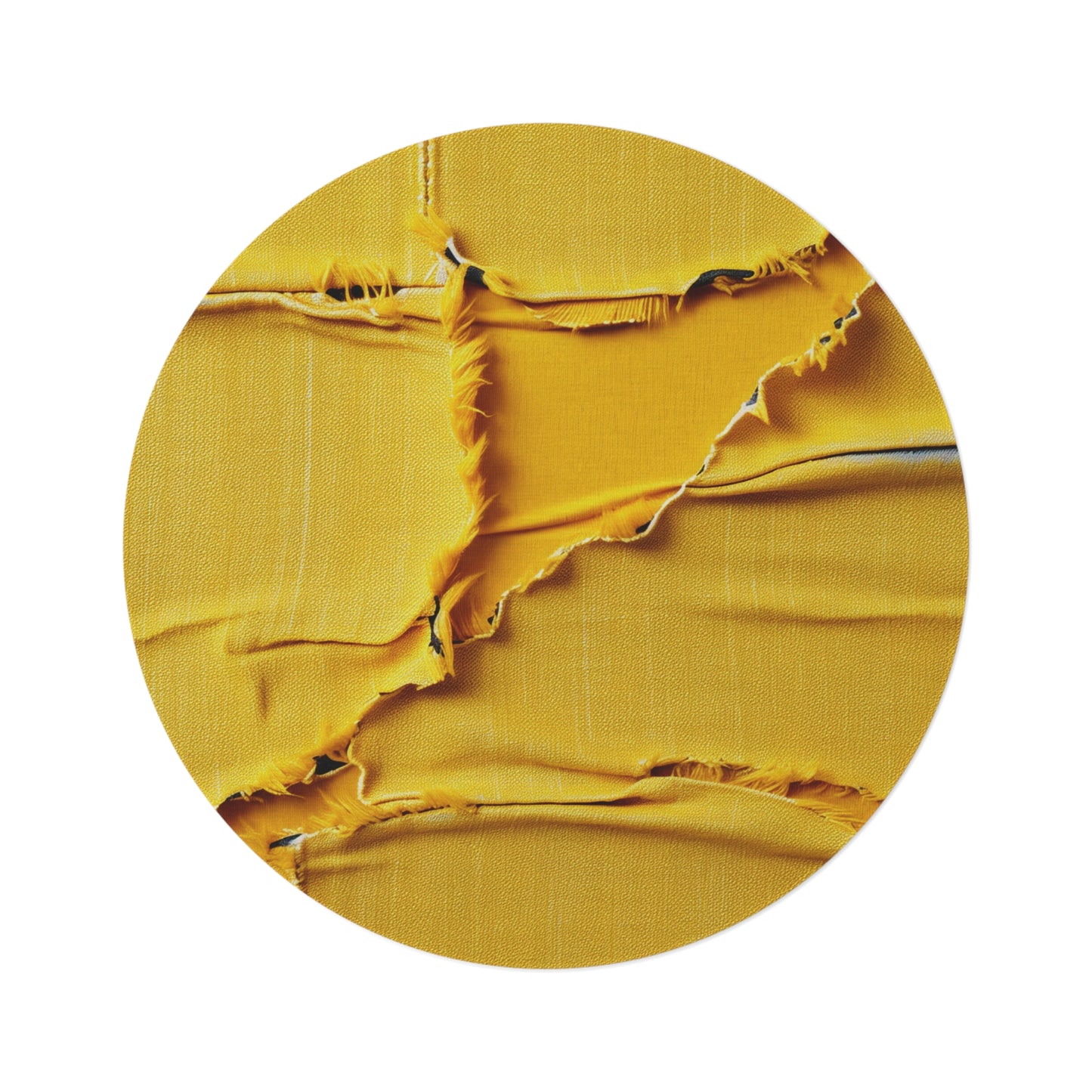 Banana Yellow Lemon: Bold Distressed, Denim-Inspired Fabric - Round Rug