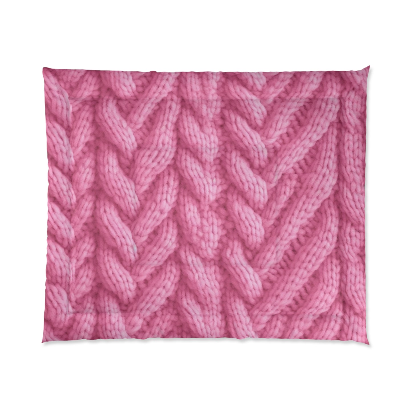 Blush Knit: Soft Hot Pink Palette Textured Fabric Design - Bed Comforter