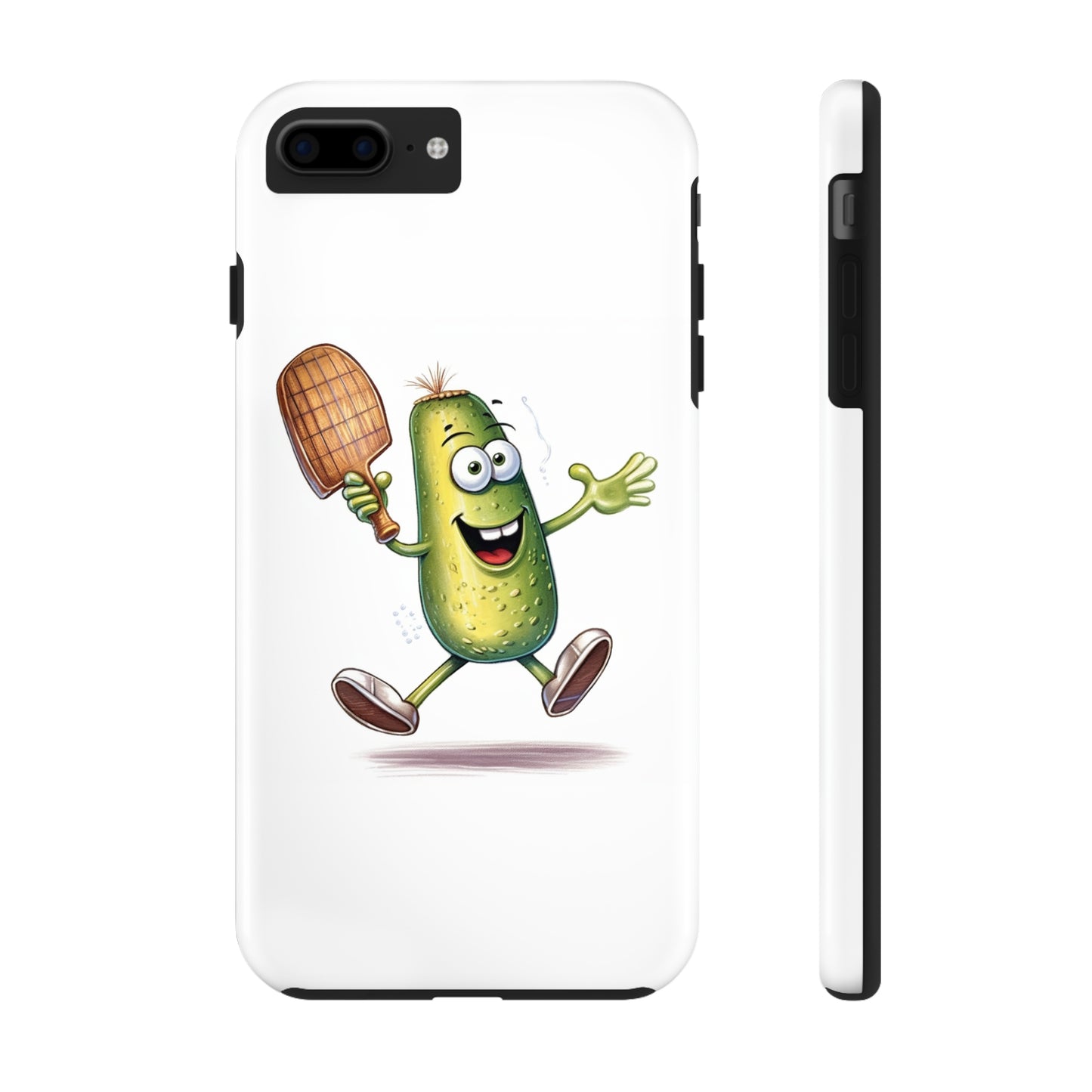 Pickle Player Action: Cartoon Swinging Pickleball Paddle - Sporty Charm - Tough Phone Cases