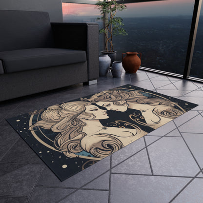 Duality of Gemini - Expressive Twins Zodiac Astrology - Outdoor Rug