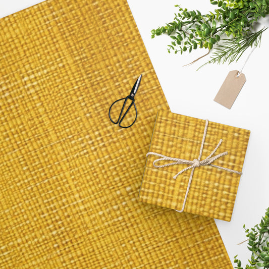 Radiant Sunny Yellow: Denim-Inspired Summer Fabric - Wrapping Paper