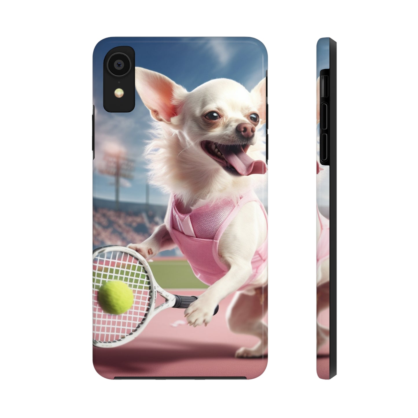 Chihuahua Tennis Ace: Dog Pink Outfit, Court Atheletic Sport Game - Tough Phone Cases