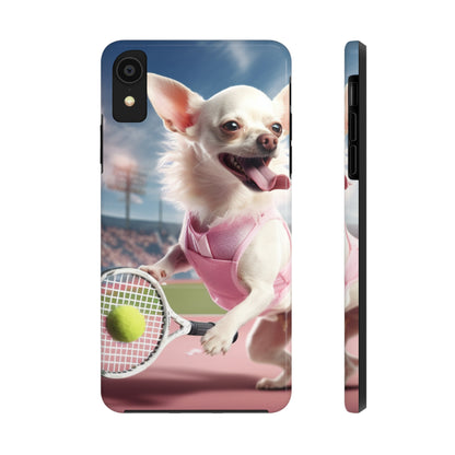 Chihuahua Tennis Ace: Dog Pink Outfit, Court Atheletic Sport Game - Tough Phone Cases