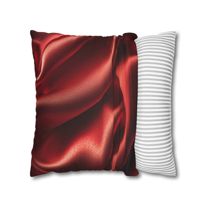 Red Silk, Spun Polyester Square Pillowcase