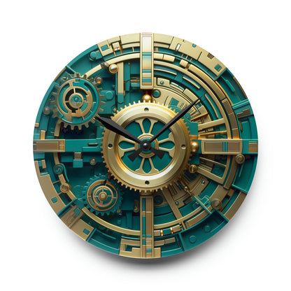 Steampunk Teal Acrylic Wall Clock