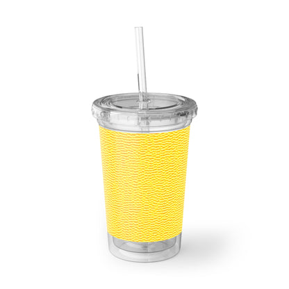 Sunshine Yellow Lemon: Denim-Inspired, Cheerful Fabric - Suave Acrylic Cup