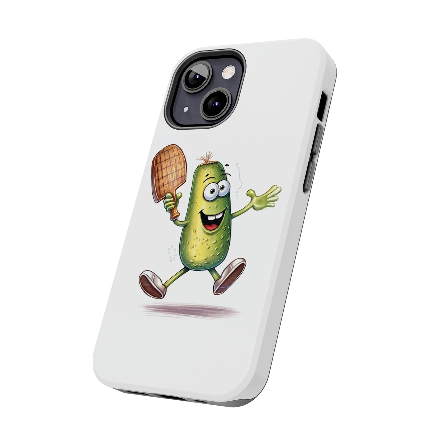 Pickle Player Action: Cartoon Swinging Pickleball Paddle - Sporty Charm - Tough Phone Cases