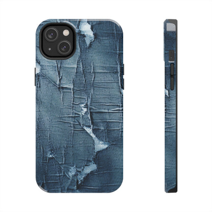 Distressed Blue Denim-Look: Edgy, Torn Fabric Design - Tough Phone Cases