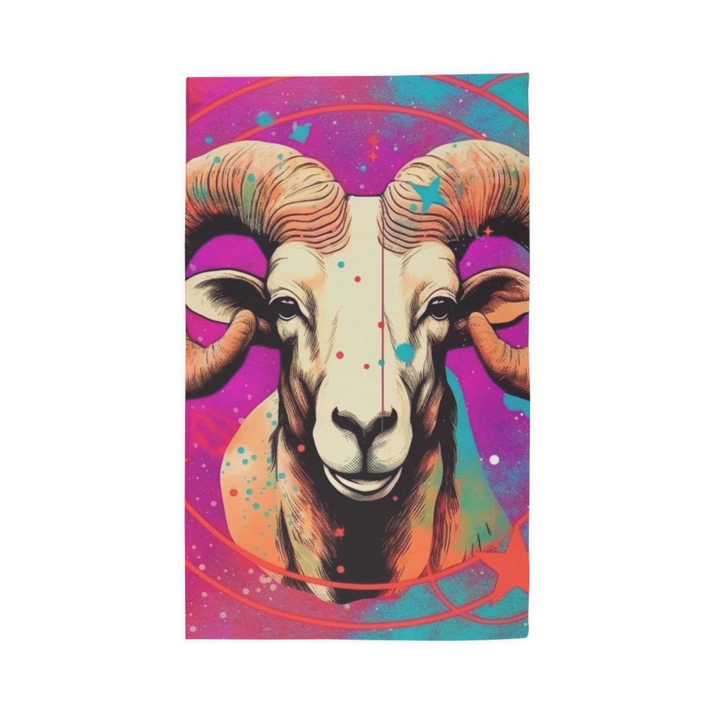 Pop Art Aries Constellation - Vibrant Zodiac Ram Symbol - Dobby Rug