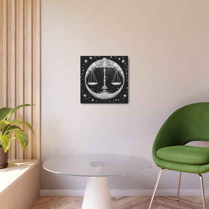 Libra-Themed Matte White Aluminum Sign, Zodiac Art Decor