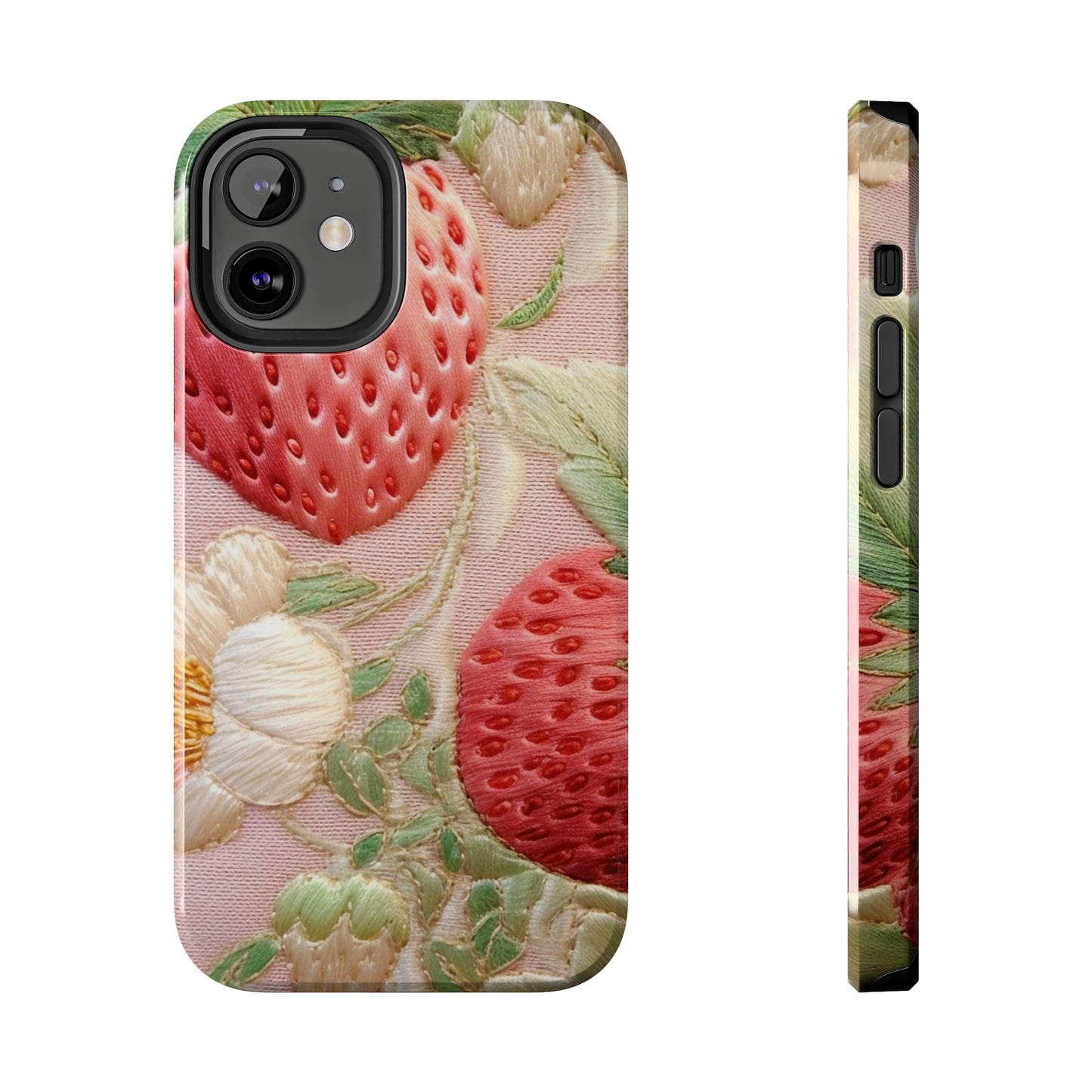 Red Berry Strawberries - Embroid Fruit - Healthy Crop Feast Food Design - Tough Phone Cases