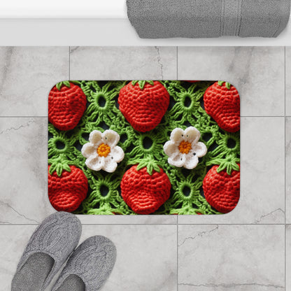 Strawberry Field Crochet - Forever Forest Greens - Fruit Berry Harvest Crop - Bath Mat