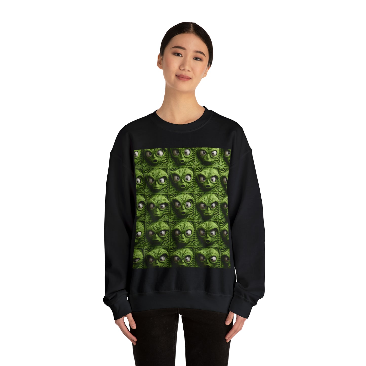 Alien Granny Square Crochet - Galacitc Space Sci fi Fantasy Theme - Unisex Heavy Blend™ Crewneck Sweatshirt