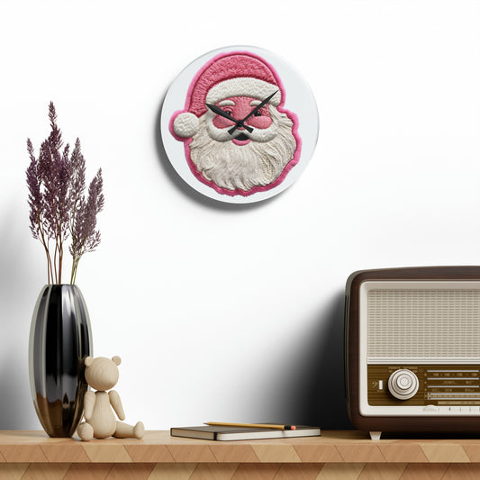 Pink Santa Acrylic Wall Clock