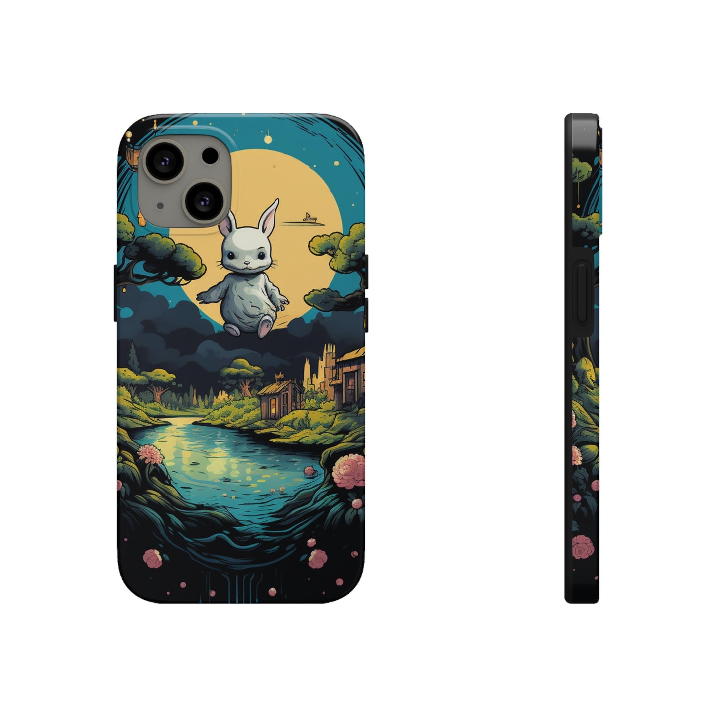 White Rabbit Mystery Psychedelic Fantasy Anime Cartoon Bunny - Tough Phone Cases