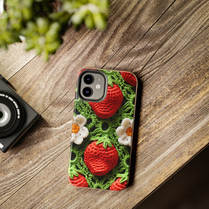 Strawberry Field Crochet - Forever Forest Greens - Fruit Berry Harvest Crop - Tough Phone Cases