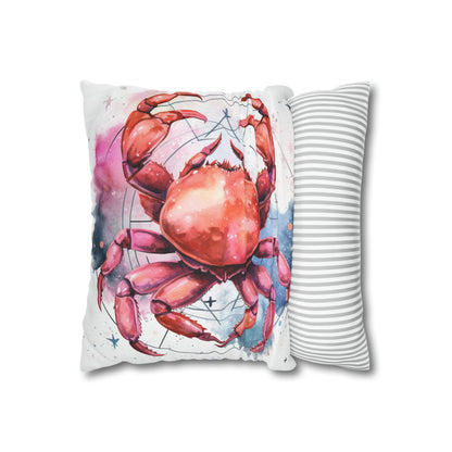 Cancer Star Sign - Elegant Zodiac Astrology Spun Polyester Square Pillow Case