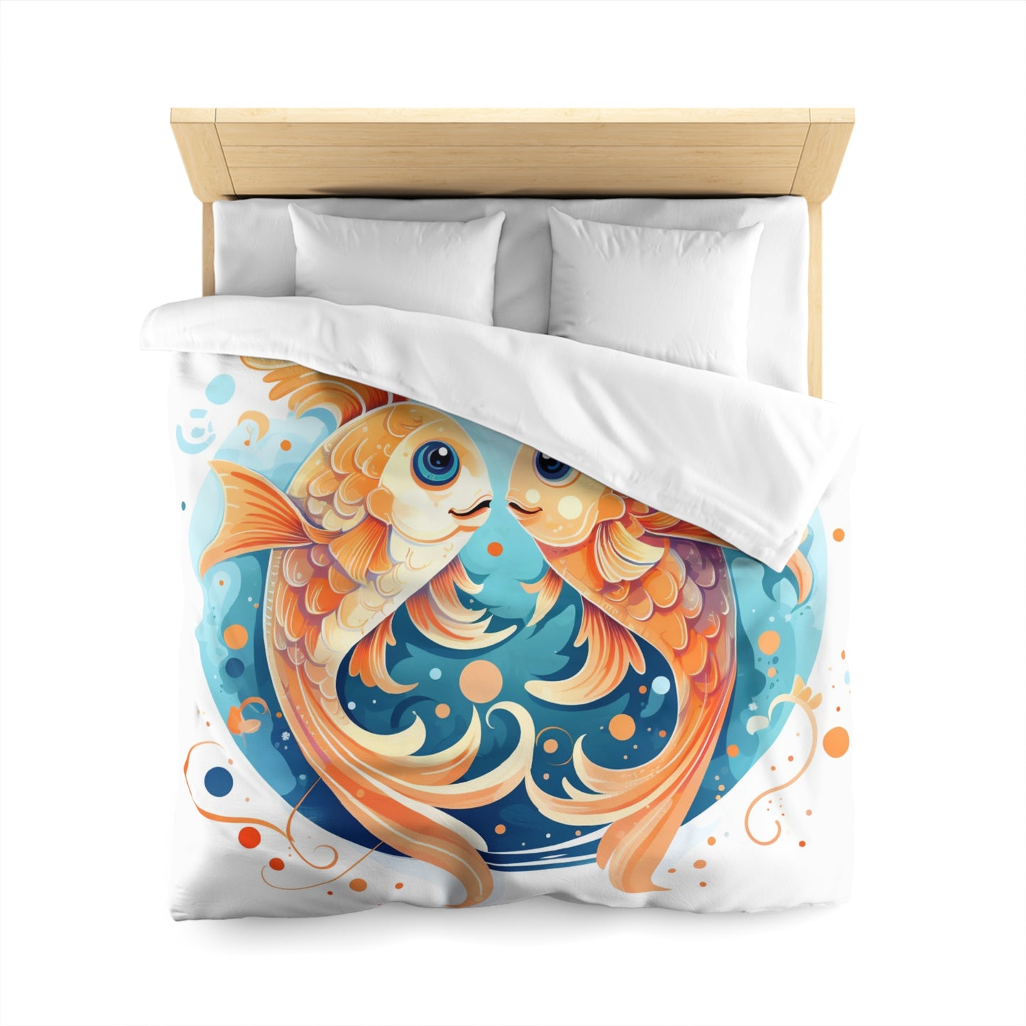 Charming Cartoon Fish Pisces - Dreamy Zodiac Illustration - Microfiber Duvet Cover