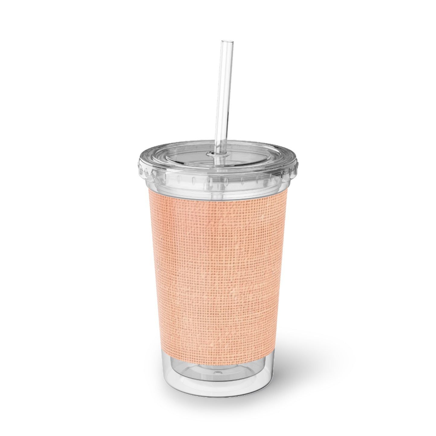 Soft Pink-Orange Peach: Denim-Inspired, Lush Fabric - Suave Acrylic Cup