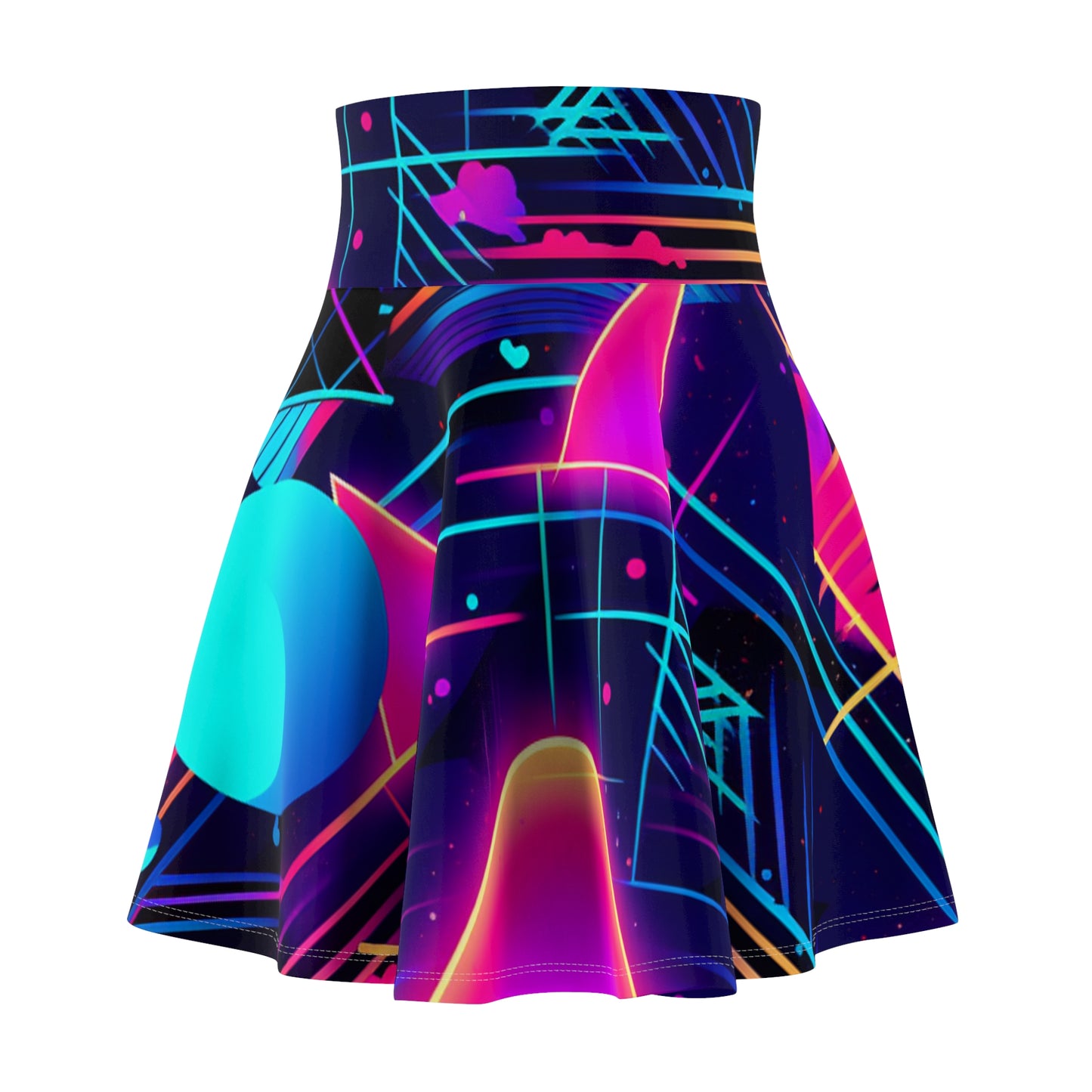 80s Synthwave Retro-Futuristic Inspired Pattern Design Women's Skater Skirt (AOP)