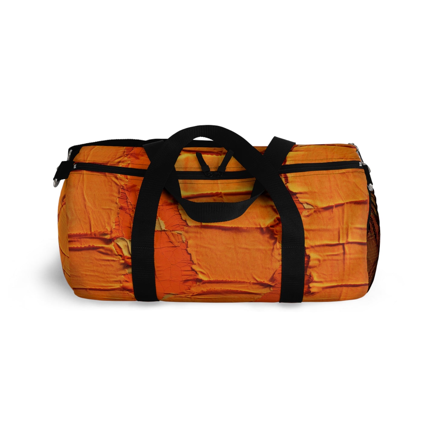 Fiery Citrus Orange: Edgy Distressed, Denim-Inspired Fabric - Duffel Bag