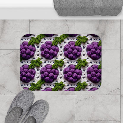 Crochet Grapes Pattern - Granny Square Design - Fresh Fruit Pick - Orchard Purple Snack Food - Bath Mat