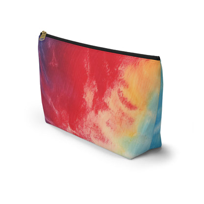 Rainbow Tie-Dye Denim: Vibrant Multi-Color, Fabric Design Spectacle - Accessory Pouch w T-bottom