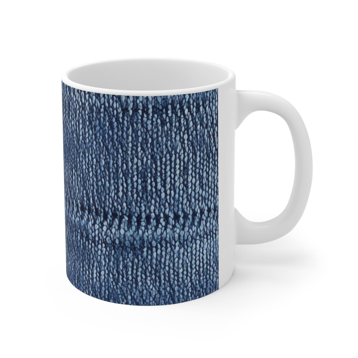 Indigo blue jean Denim Design Pattern Style - Ceramic Mug 11oz